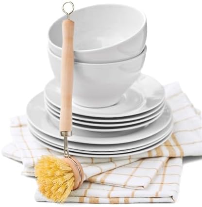 HIC Kitchen Natural Bristle Veggie and Dish Scrub Brush, Non-Scratch Natural Tampico Bristles with Wooden Handle - Image 2