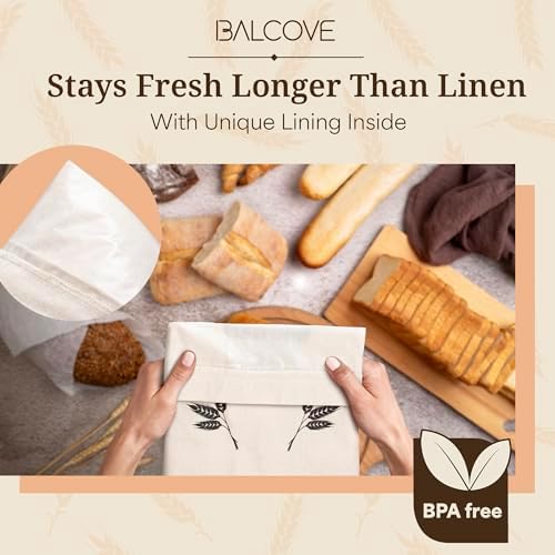 2 x Plastic Lined Bread Bags For Homemade Bread/Homemade Bread Storage Linen - XL 44cm x 35cm - Image 4