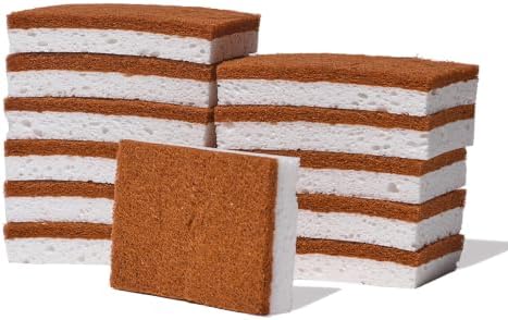 Public Goods Scrubber Sponge | Cleaning & Scrubbing Sponges for Dishes & Kitchen Sink | Natural, Plant-Based Sponges | Pack of 12 by PublicGoods