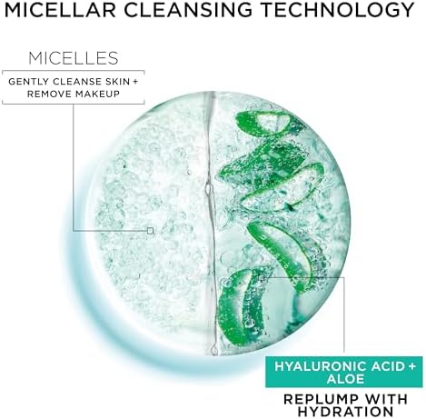 Garnier Micellar Water with Hyaluronic Acid, Facial Cleanser & Makeup Remover, Hydrating and Plumping, For All Skin Types, Vegan, Cruelty Free, 13.5 Fl Oz (400mL), 1 Count - Image 4