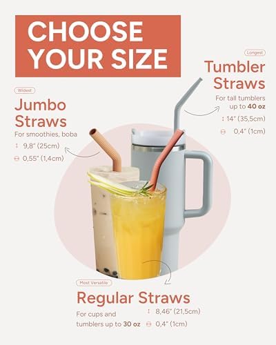 Nightingale Reusable Silicone Straws - Bendy Drinking Straw with Cleaning Brush - Collapsible and Bendable Travel Straw for Kids - Dishwasher Safe, Food-Safe - Set of 6 (Oak Multi) - Image 5