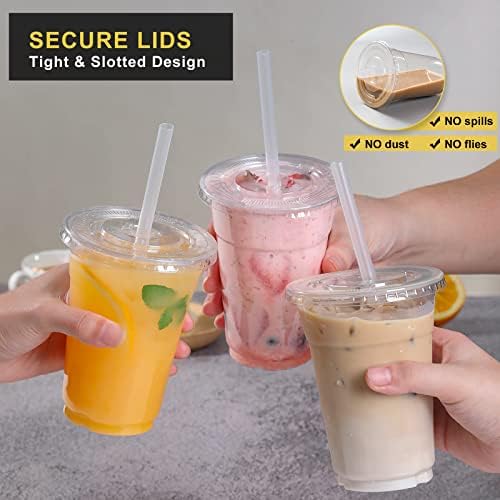 VITEVER [100 Sets - 16oz Clear Plastic Cups with Lids and Straws, Disposable Iced Coffee Cups for Smoothie, Milkshake, Cold Drinks - BPA free (Pack of 2) - Image 4