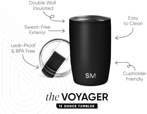 Simple Modern Travel Coffee Mug with Lid | 12oz | Black - Image 2