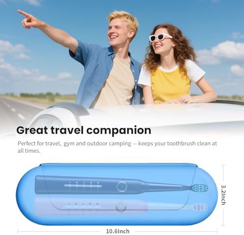 Silicone Electric Toothbrush Travel Case, Manual Toothbrush Travel Cover for Men and Women,Toothbrush Holder for Travel,Gym and More, Fits Most Manual and Electric Toothbrushes - Sky Blue - Image 6