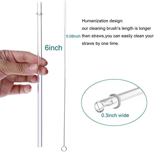 DAKOUFISH 6 Inch Reusable Clear Plastic Drinking Straws for Short Mini 6 oz-8 oz Mason Jar Tumblers,Set of 12 Pcs Straws with Cleaning Brush (6inch, 7color) - Image 4
