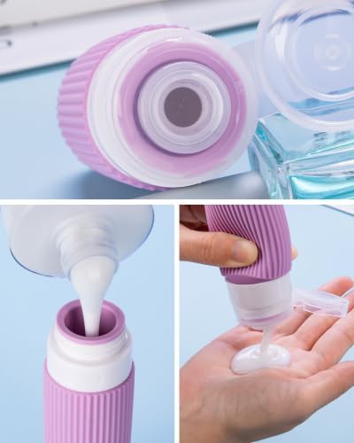 Mrsdry Travel Bottles for Toiletries 8 Pack, Tsa Approved Travel Size Toiletries 3 oz, Travel Containers for Toiletries, with Clear Bag, Leak Proof Silicone Squeezable Travel Essentials Creams Jars - Image 2