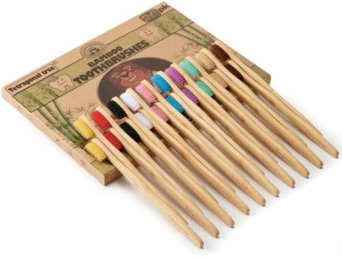 Tetragonal tree 20 Count Bamboo Toothbrushes - BPA Free Soft Bristles Natural Toothbrush Set - Biodegradable & Compostable Eco-Friendly Wooden Toothbrush, Multicolor - Image 4