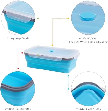 Extra Large Collapsible Food Storage Containers with Lid & Air Vent, 81 oz, 4 Pack, XXL Collapsible Marinade Container BBQ Prep Foldable Silicone Containers, Microwave Freezer Dishwasher Safe - Image 6