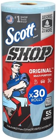 Scott Shop Original Blue Towels (75130), 9.4"x11" Cloth-like Paper Towel (30 Rolls of 55 Sheets, 1,650 Sheet Total) by Unknown
