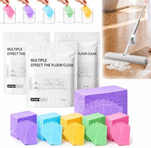 Multi-effect Floor Cleaner Sheets, Multi-surface Clean Tablets, 100-Count Fast-Dissolving Mopping and Deep Cleaning Solution for Hardwood, Wood, Tile, Vinyl, Marble, Laminate Floors by Huprh