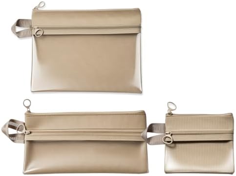 3Pcs Waterproof Double Layer Pocket Travel Toiletry Bag Set,Cream Beige by ItgowisaDriect