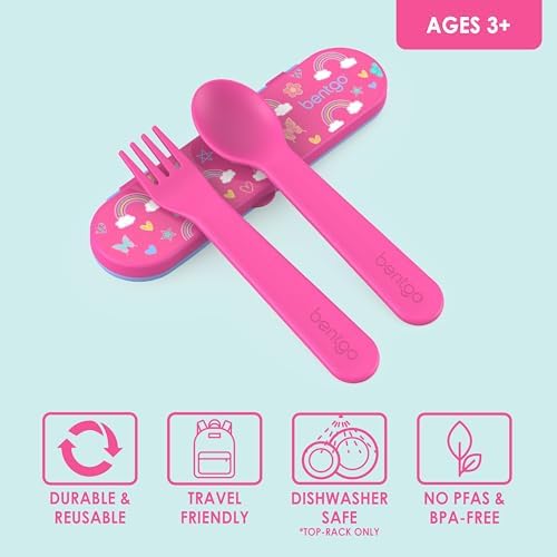 Bentgo Kids Plastic Utensil Set with Fork, Spoon, & Storage Case - Image 3