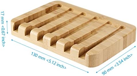 6 Pack Bamboo Soap Dishes, Self Draining Soap Tray with Slanted Waterfall Design, Bar Soap Holder for Shower, Bathroom, Kitchen, Sinks and Countertop, 5.1 x 3.5 x 0.7 Inch - Image 2