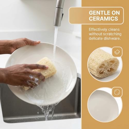 Kitchen Cleaning Cloths, Dried loofah Super Absorbent Plant fibers, Non-Scratch, no Odor, Pack of 6, Reusable. - Image 5