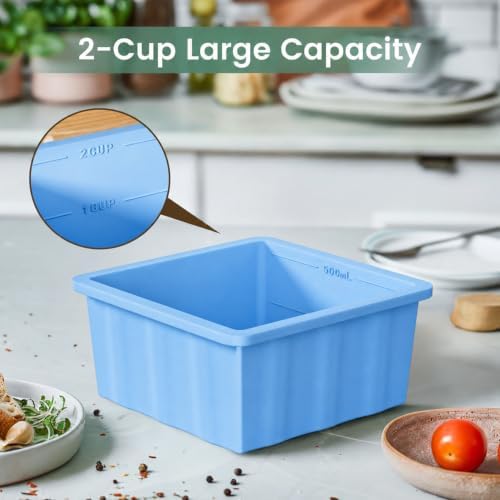Silicone Freezer Tray for Soup Ice Cubes: 2-Cup Freezing Trays with Lid for Meal Prep - 4Pack Silicon Soup Portion Freeze Tray Make Stock Souped Ice Cube - Image 5