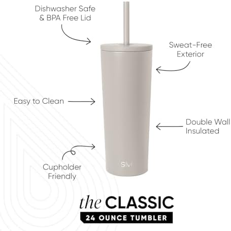 Simple Modern Iced Coffee Tumbler, Insulated | 24oz | Beige - Image 2