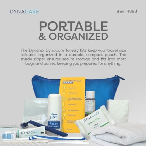 Dynarex DynaCare Daily Hygiene Kit - Travel Essentials Toiletry Bag - Includes TSA Approved Shampoo, Toothbrush Set, Razor and More - Blue, 1 Kit (10-Pieces) (Pack of 2) - Image 2