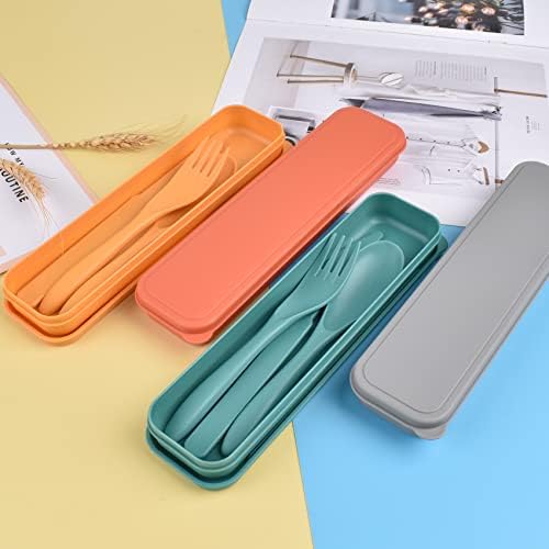 Reusable Travel Utensils Set with Case, 4 Sets Plastic Portable Cutlery Set - Image 5