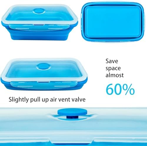 Plus 4PCS Foldable Silicone Food Storage Containers for Kitchen Storage for Leftovers Fruits and Meal Prep Dishwasher Safe Microwave Safe Ideal for Home and Travel (blue, 40OZ) - Image 3