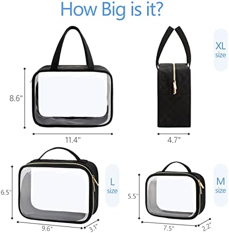PACKISM Clear Makeup Bag Travel - TSA Approved Toiletry Bag, 3 Pack Black - Image 2