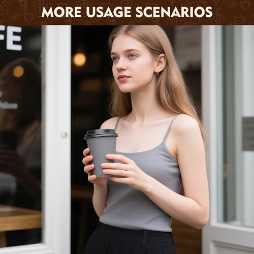 YEEHAW 16 oz Coffee Cups with Lids, Grey, 100 Pack - Image 6
