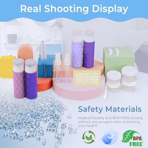 Silevoler 16pack Travel Bottles for Toiletries, TSA Approved Travel Size Containers Set, Leak Proof Refillable Liquid & Creams Toiletries Accessories Kit W/Toiletry Bag (Purple) - Image 6