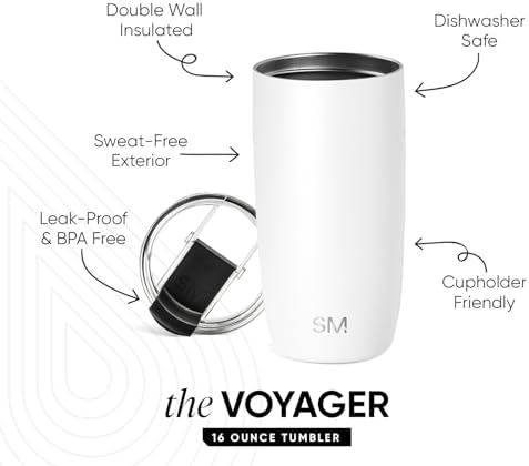 Simple Modern Travel Coffee Mug with Lid | 16oz | White - Image 2