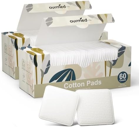 Ourmed Life Large Cotton Pads for Face, 3 x 3 Makeup Remover Pads, 120 ct by ourmedlife