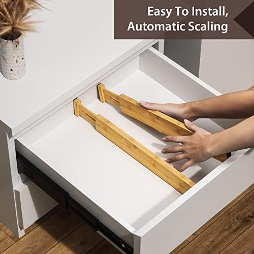DUCOO 4 PCS Drawer Divider, 17"-22" Adjustable Bamboo Drawer Dividers Organizers, Expandable Separators for Kitchen, Clothes, Dressers, Home, Office - Image 7