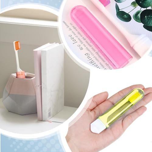Patelai 4 Pcs Travel Toothbrush Mini Foldable with Case,Honey Color - Image 5