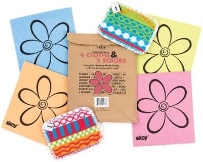 Skoy Bundle, 2-Pack Scrub, and 4-Pack Swedish Dishcloth, Reusable Cleaning Products for Kitchen and Household, Planet-Friendly, Dishwasher Safe Soft Scrub, Monochromatic Colors by Skoy