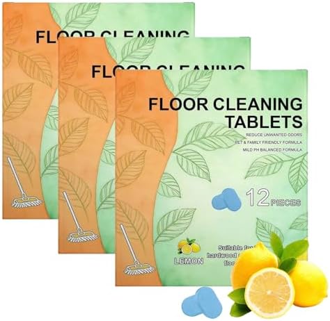 36 Pcs Floor Cleaner Tablets Hard Floors Deep Cleaning Solution for mopping, all purpose Dissolvable Cleaning pods for Tile, Vinyl, Hardwood, Compatible with Robot Mops & Wet/Dry Vacuums, Lemon Scent by Unknown