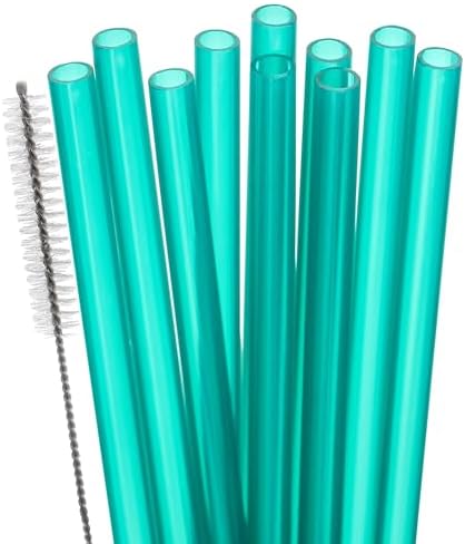 Dakoufish Replacement Straw for Stanley|Owala|Simple Modern 40oz 30oz Tumbler,10 Pack 12 Inch Teal Reusable Straws With Cleaning Brush for Stanley Cup Accessorie,BPA Free,Dishwasher Safe by Dakoufish