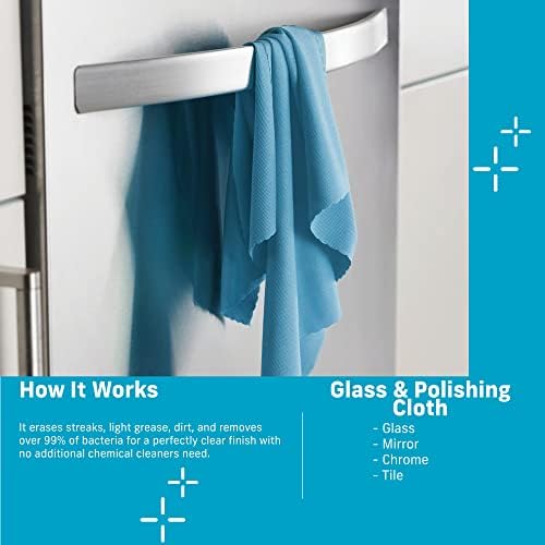 E-Cloth Glass & Polishing Cloths, Premium Microfiber Glass Cleaner, Great for Windows, Glass and Mirrors, Washable and Reusable, 100 Wash Guarantee, Alaskan Blue, 1 Pack - Image 2