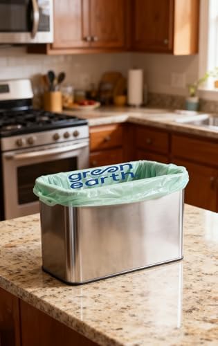 Green Earth Compostable Bags for Countertop Compost Bins, 1.2 Gallon (4.5L), Extra Thick 0.68 Mil, Leak-Proof & Odor Control, 125-Count, ASTM D6400, BPI (US) & OK Compost Home (EU) Certified - Image 2