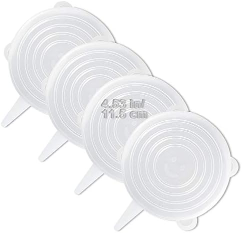 LELE LIFE 4 Pack Same Size Silicone Stretch Lids, Thicker Reusable Sturdy Silicone Container Cover, Expandable Food Storage Covers, Dishwasher and Freezer Safe, 4.53in(11.5cm) by LELE+LIFE