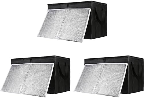Insulated Food Delivery Bag with Hard Bottom, XXX-Large Insulated Reusable Grocery Cooler/Hot Bags, Tote Bag for Shopping/Travel, Black, 3-Pack by CIVJET