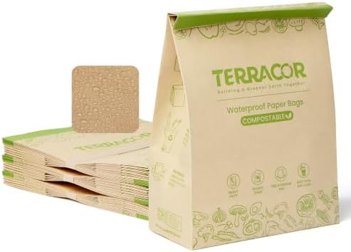 Compostable Paper Bag Leakproof Kitchen Food Waste Bag 30 Bags Waterproof Bin Liner with BPI Certified by TerracorPackaging
