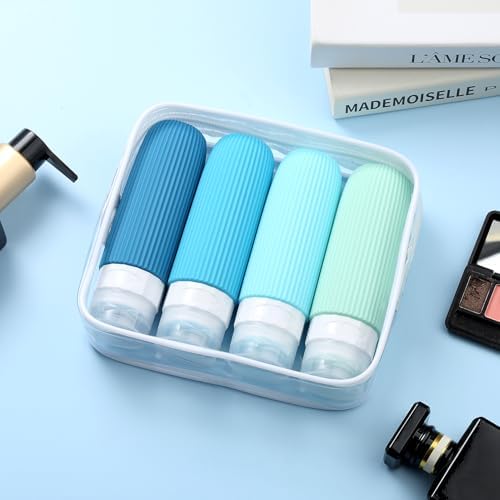 Mrsdry Travel Bottles for Toiletries, Tsa Approved 3oz Portable Travel Bottles, BPA Free Leak Proof Squeezable Silicone Travel Size Containers, Travel Accessories with Clear Toiletry Bag (4 Pack) - Image 7