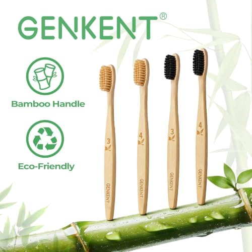 GENKENT Bamboo Toothbrushes Medium Bristle for Adults, 12 Pack, 0.2mm Bristles - Image 6