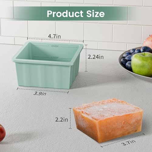 Silicone Freezer Tray for Soup Ice Cubes: 2-Cup Freezing Trays with Lid for Meal Prep - 4Pack Silicon Soup Portion Freeze Tray Make Stock Souped Ice Cube - Image 6