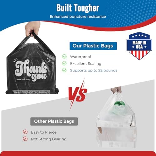 Fuxury 5000 (5K) Count Thank You Plastic Bags (11.5" x 6.5" x 21") for Small Business Black, T-shirt, Grocery, Take Out, To Go, Retail Shopping Bags in Bulk - Image 4