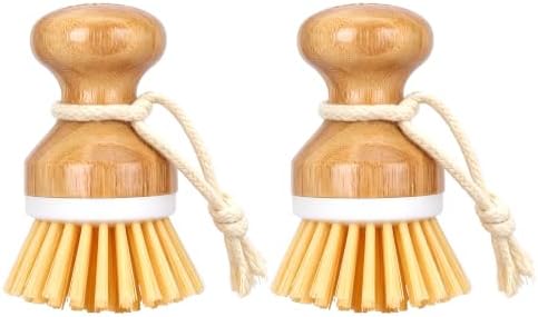 Bamboo Dish Scrubber 2 Pack Kitchen Brushes for Dishes Cleaning by SetSail