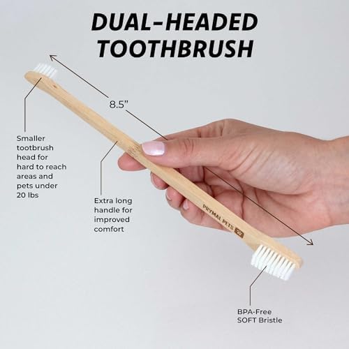 Dog and Cat Toothbrush - Two Sided Bamboo, Soft Bristles 4-Pack - Image 2