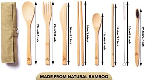 GREENZLA Bamboo Travel Utensil Set | Double Pack | 2 Canvas Bags - Image 5