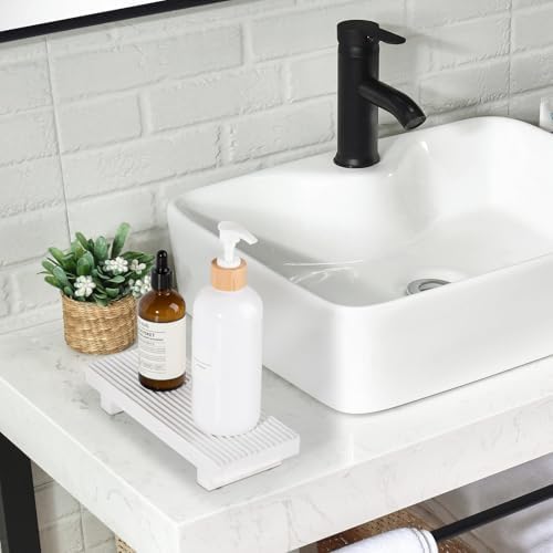 Bathroom Tray Farmhouse Decor Kitchen Soap Holder, 8.7" * 3.6" White - Image 6