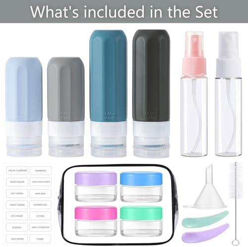 MODENGKONGJIAN 16 Pack Travel Bottles for Toiletries,TSA Approved Silicone Squeezable Travel Shampoo Bottles, 3oz Leak Proof Refillable Toiletry Cosmetic Containers (16PCS/Grey) - Image 2