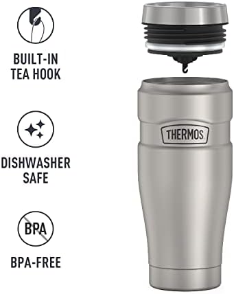 THERMOS Stainless King Travel Tumbler, 16 Ounce, Vacuum-Insulated | Matte Steel | Pack of 4 - Image 5