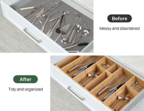 Kootek 6Pcs Bamboo Drawer Organizer 3-Size Kitchen Storage Box for Flatware - Image 3