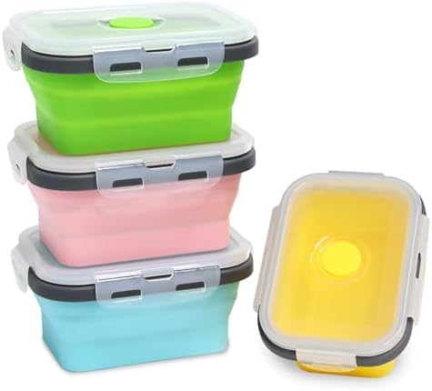 Small Collapsible Silicone Food Storage Container(12 Oz) 4 Pack by Pharamat